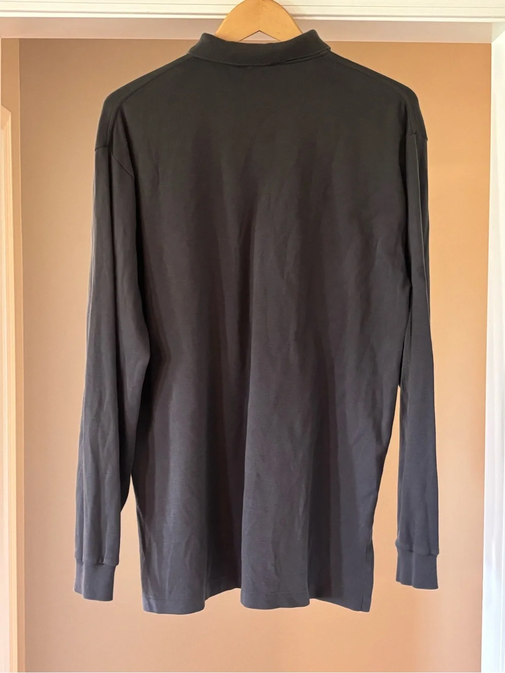 Ralph Lauren Long-Sleeve Polo in Charcoal with Red Pony